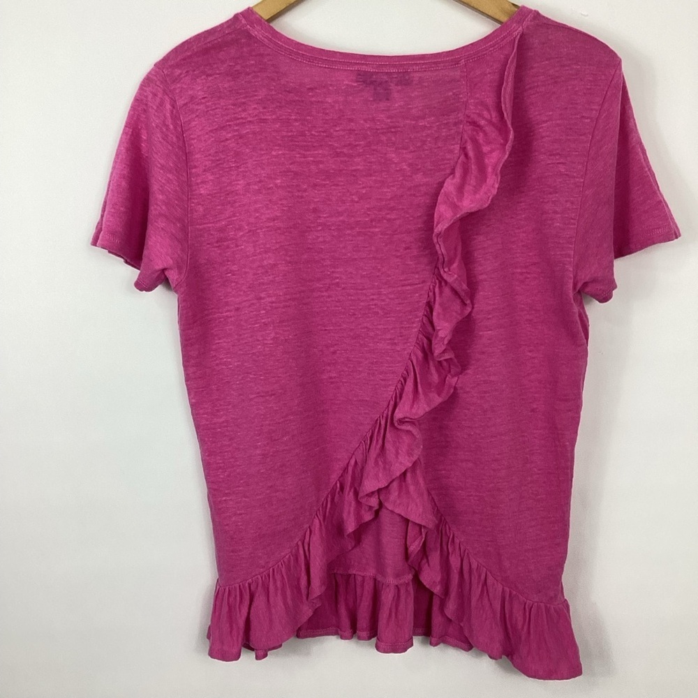 J. Crew Ruffle Back Linen Tee Size Small - Picture 2 of 6